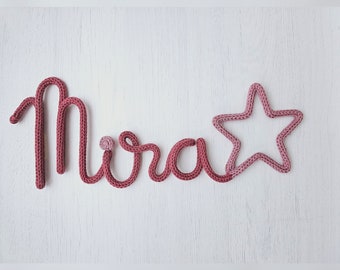 Lettering with star, door sign, wall decoration, children's room, gift baptism birthday