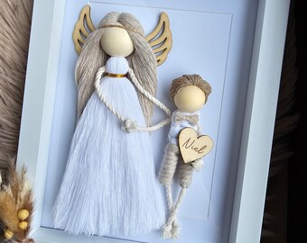 Personalized guardian angel for baptism, boys, macrame doll, gift