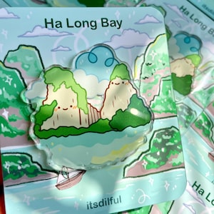 Ha Long Bay Magnet - Acrylic Magnet, Ha Long Bay Acrylic, Ha Long Bay Pin, Ha Long Bay, Vietnam, Mountain, Travel Magnet, Vietnam Magnet