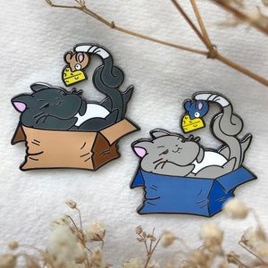 Cheese Cats -  Enamel Pin, Cat Hard Enamel Pin, Cat Pins, cute cat pin, black cat pin, black cat, if it fits it sits, Cat Enamel Pin, Cats