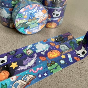 Spooky Washi Tape - Spooky, Frog Washi, Witch Washi, Cat Washi, Bat Washi, Skull Washi, Spell Washi, ghost Washi, Creepy Washi, Pumpkin, Bat