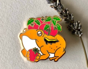 Tomato Frog Enamel Pin - Frog - Toad, Enamel Pin, Frog Hard Enamel Pin, Frog Pins, Tomatoe Frog, Toad pin, Toad, Frog Enamel Pin, Blueberry