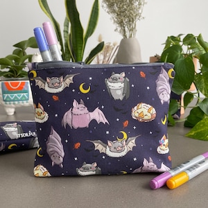 I Am The Night - Pencil Case - Bat, Bats, Bat Pencil Case, Canvas Pencil case, Spooky,  Bat Tote, Bat Bag,Bat Pouch,Bat purse,Bat stationary
