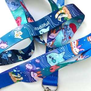 Sea Dreams Lanyard - Lanyard, Cute Lanyard, Sea Lanyard, Fish Lanyard, Animal Lanyard, Ocean Lanyard, Fish, Sunfish, Mola, Octopus,Jellyfish