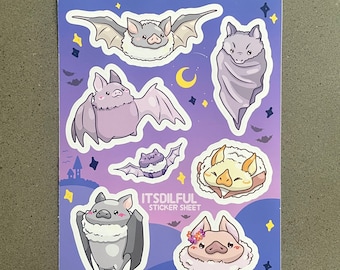 I Am The Night - Sticker Sheet,Cute Sticker,Bat Stickers,Journal Sticker,waterproof Sticker,Kawaii Stickers,bat,spooky sticker,vinyl sticker