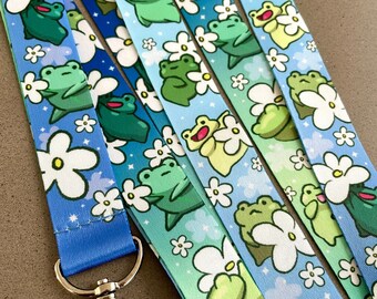 Daisy Lanyard - Frog Lanyard, Frog, Lanyard, Toad, Toad Lanyard, Flower lanyard, Flower, Daisy, Cute Frog, Botanical Lanyard, Plant Lanyard