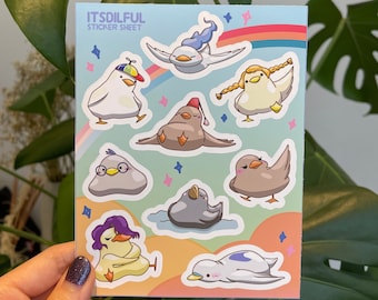 Duck - Sticker Sheet, ducks, duck Stickers, Journal Sticker, waterproof Sticker, Kawaii Stickers, chicken, rooster, duck vinyl,vinyl sticker