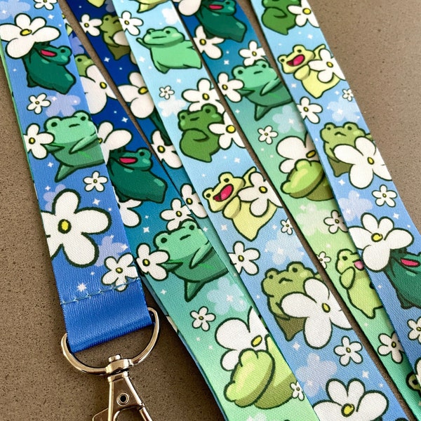 Daisy Lanyard - Frog Lanyard, Frog, Lanyard, Toad, Toad Lanyard, Flower lanyard, Flower, Daisy, Cute Frog, Botanical Lanyard, Plant Lanyard