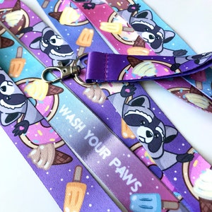 Wash Your Paws - Raccoon Lanyard - Lanyard, Cute Lanyard, ice-cream Lanyard, Donut Lanyard, Food Lanyard, Donut, Raccoon, Popsicle, Candy