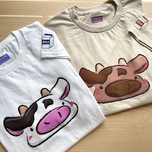 Milky T-shirt - Cow Crewneck,Cow T-shirt,Milk T-shirt,grocery shirt, graphic tee,graphic tees,cute shirt,cute sweater,kawaii sweater, Kawaii