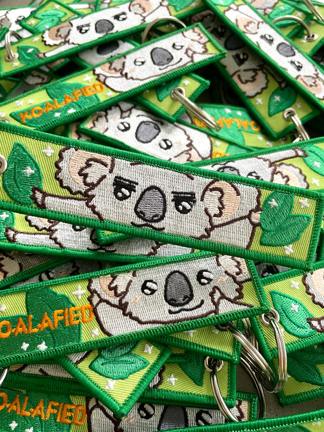 Koalified Koala Embroidered Keychain Koala Keychain Bear Etsy