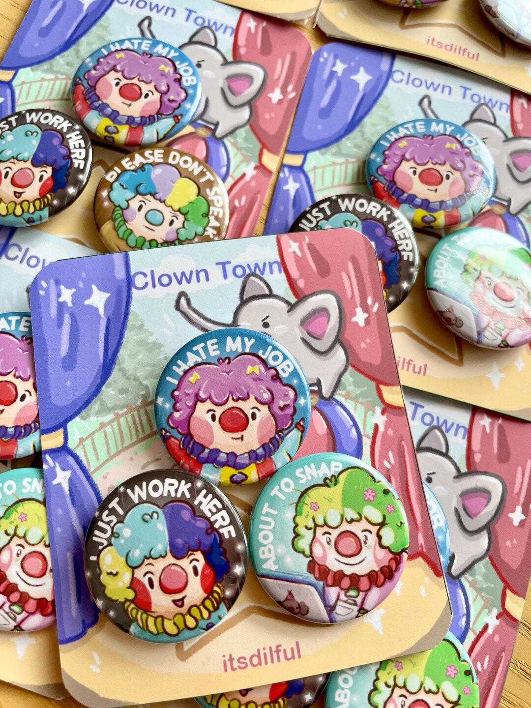Clown Pins - Clown Buttons, Clown Magnets, Clown, Circus Button Pins ...