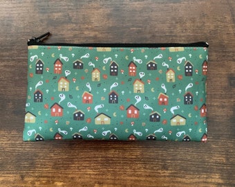 Chimney Ghosts Zipper Pouch - 8x4 in // Pencil Case, Canvas Bag, Cute Cosmetic, Wallet for Purse, Coin Change Accessory