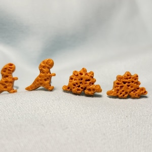 Dino Nugget Earring Studs - Small Dinosaur Chicken Nugget Themed Earring Studs - Mini Earrings