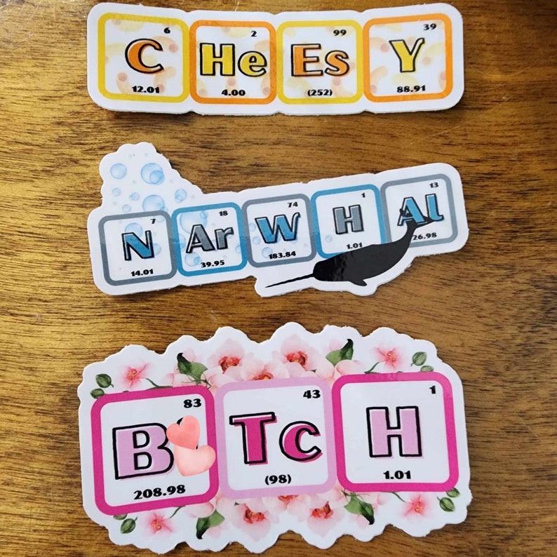Element Word Stickers - Stickers Spelled With Chemical Elements - Etsy
