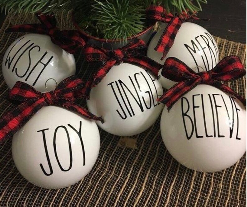 Rae Dunn Inspired Christmas Balls Ornaments Reindeer Names Etsy