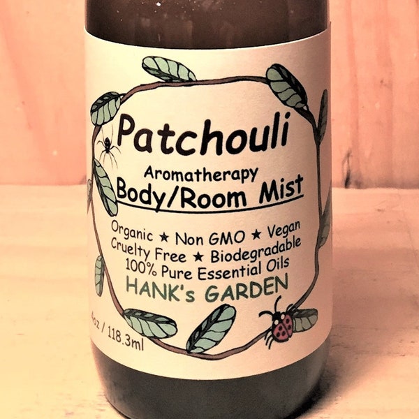 PATCHOULI Aromatherapy Body Room Spray Mist - Grounding, Balancing, Calming - Organic, Vegan, Biodegradable, Non GMO, Cruelty Free