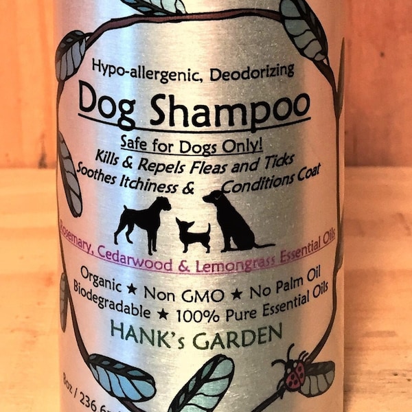 DOG Shampoo - Rosemary, Cedarwood and Lemongrass Essential Oils - Conditions & Soothes - Organic, Biodegradable, Non GMO