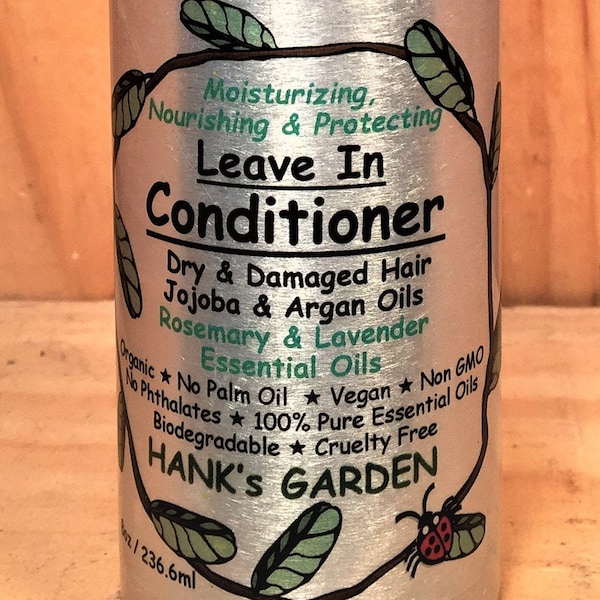LEAVE IN Hair CONDITIONER-Dry, Damaged Hair-Jojoba, Argan & Rosehip Seed Oils-Rosemary, Lavender Essential Oils -Organic, Vegan, No Palm Oil