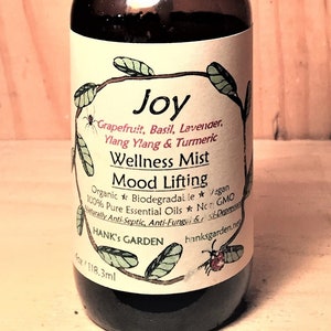 JOY Wellness Mist Mood Lifting Spray - Grapefruit, Basil, Lavender, Ylang  Ylang, Turmeric 100% Pure Essential Oils- Organic, Vegan, Non GMO