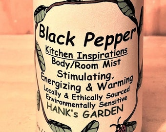 BLACK PEPPER - Stimulating, Energizing & Warming - Kitchen Inspirations Body/Room Mist -Organic, Vegan, Non GMO, Cruelty Free, Biodegradable