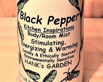 BLACK PEPPER - Stimulating, Energizing & Warming - Kitchen Inspirations Body/Room Mist -Organic, Vegan, Non GMO, Cruelty Free, Biodegradable