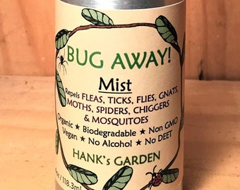 BUG AWAY! Insect Repellent Mist spray - Safe, All Natural, Vegan, Organic, Biodegradable no DEET or toxic chemicals