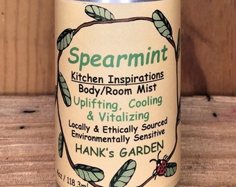 SPEARMINT - Uplifting, Cooling & Vitalizing - Kitchen Inspirations Body/Room Mist - Organic, Vegan, Non GMO, Cruelty Free, Biodegradable