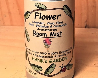 FLOWER Aromatherapy Room Spray Mist - Lavender, Ylang Ylang, Rose, Geranium & Chamomile Essential Oils-Organic, Vegan, Non GMO, Cruelty Free