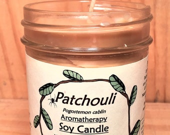 PATCHOULI Aromatherapy Soy Candle - 100% Pure Essential Oil - Clean Burn - EARTH Friendly- Cotton Wicks- Natural Dyes- Biodegradable-Non GMO