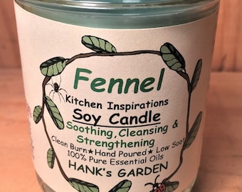 FENNEL -  Soy Candle  -  Kitchen Inspirations - Soothing, Cleansing & Strengthening - 100% Pure Essential Oil, Clean Burn, Natural Wicks