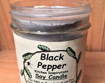 BLACK PEPPER - Kitchen Inspirations Soy Candle - Stimulating, Energizing & Warming - 100% Pure Essential Oil, Clean Burn, Natural Wicks