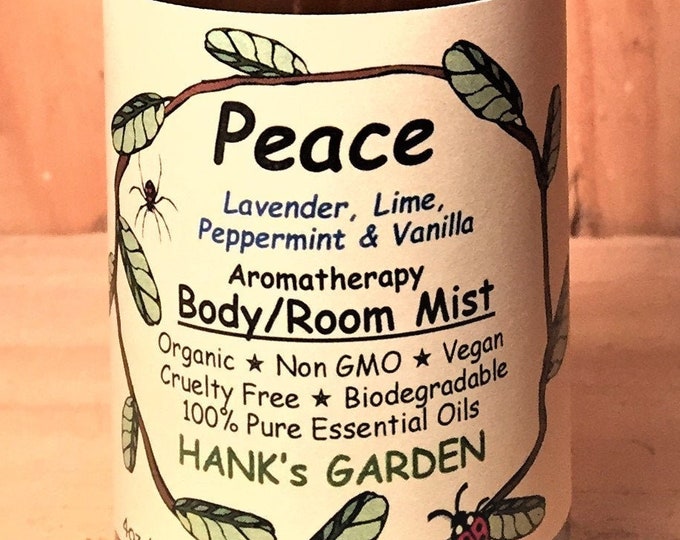 Featured listing image: PEACE Aromatherapy Body Room Spray Mist - Lime, Lavender, Vanilla & Peppermint 100% Pure Essential Oils, Organic, Vegan, Biodegradable