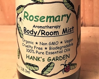 ROSEMARY Aromatherapy Body Room Mist - Vegan, Cruelty Free, Biodegradable,  Organic, 100% Pure Essential Oil, Non GMO