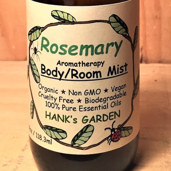 ROSEMARY Aromatherapy Body Room Mist - Vegan, Cruelty Free, Biodegradable,  Organic, 100% Pure Essential Oil, Non GMO