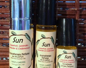 SUN Aromatherapy Unisex Perfume -Grapefruit, Lavender, Coriander, Cedarwood- 100% Pure Essential Oils, Vegan, Organic, Cruelty Free, Non GMO