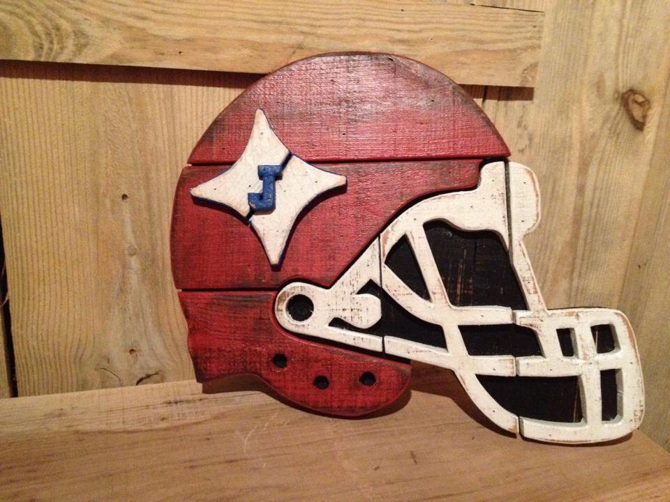 Wooden football helmet sign Etsy