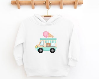 Toddler Ice Cream Truck Hoodie | Kids Kawaii food Shirt | Toddler Summer Hoodie | Kawaii Ice Cream | Kids Hoodie | Rabbit Skins 3326