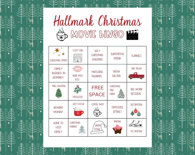Printable Hallmark Christmas Movie Bingo, Countdown to Christmas ...