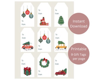 Printable Christmas Gift Tags, Holiday gift tags, DIY gift tags, Holiday gift wrapping, Assorted Christmas gift tags, Digital download