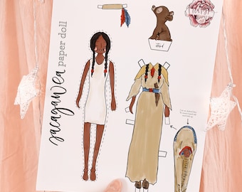 Sacagawea paper doll / DIY historical women paper dolls