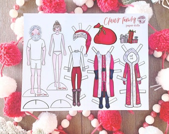 Santa Claus Paper Doll/ Mrs. Claus Paper Doll/ Claus Family Paper Doll / Christmas Paper Doll Set