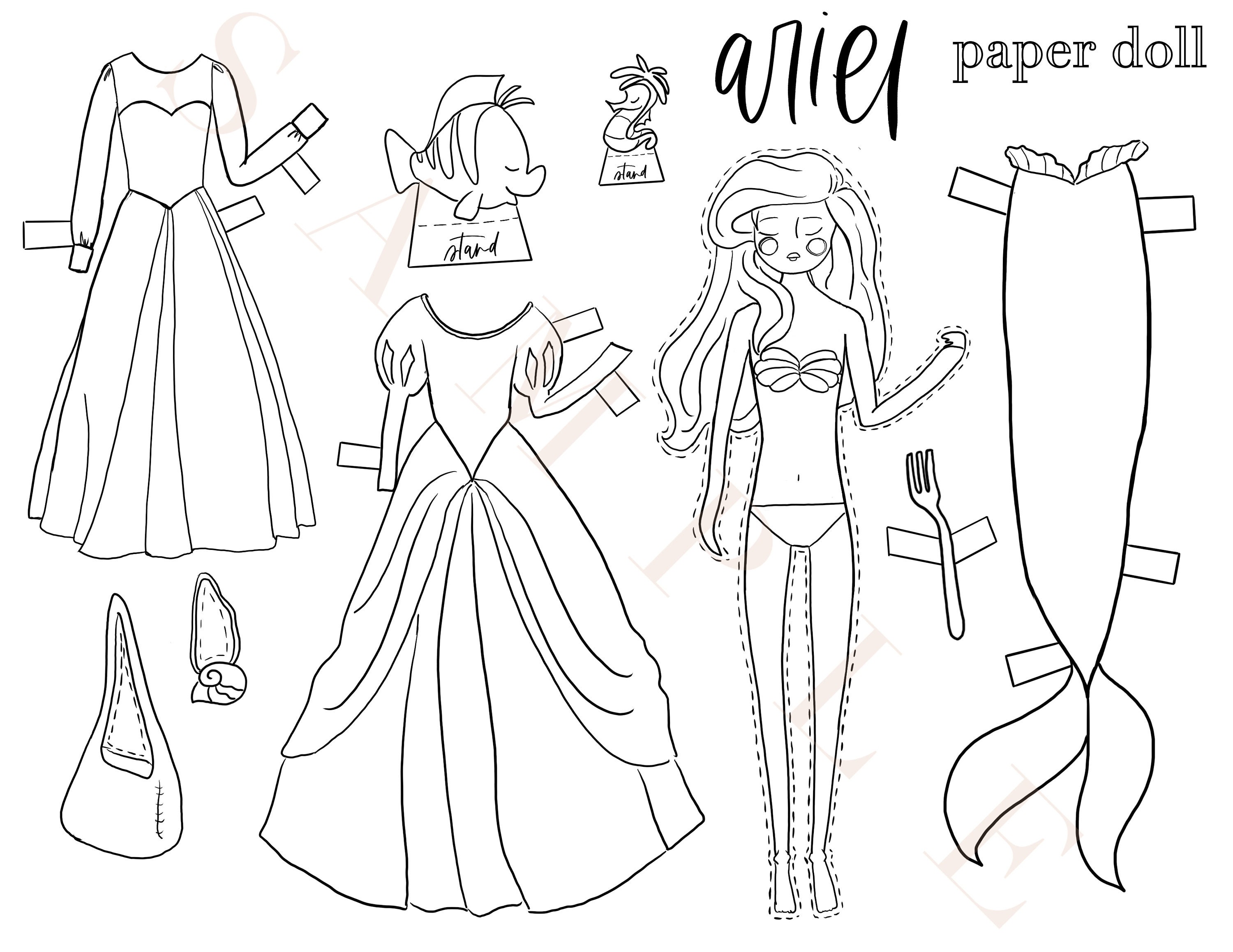 Mermaid Paper Dolls Free Printables