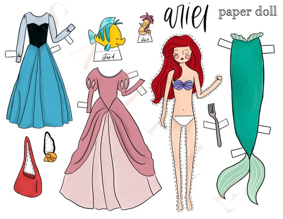 Buy Ariel Paper Doll Mermaid Paper Doll THE LITTLE MERMAID