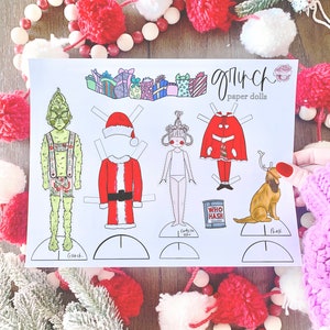 The Grinch Paper doll / Cindy Lou Who / Christmas Paper Dolls / whoville