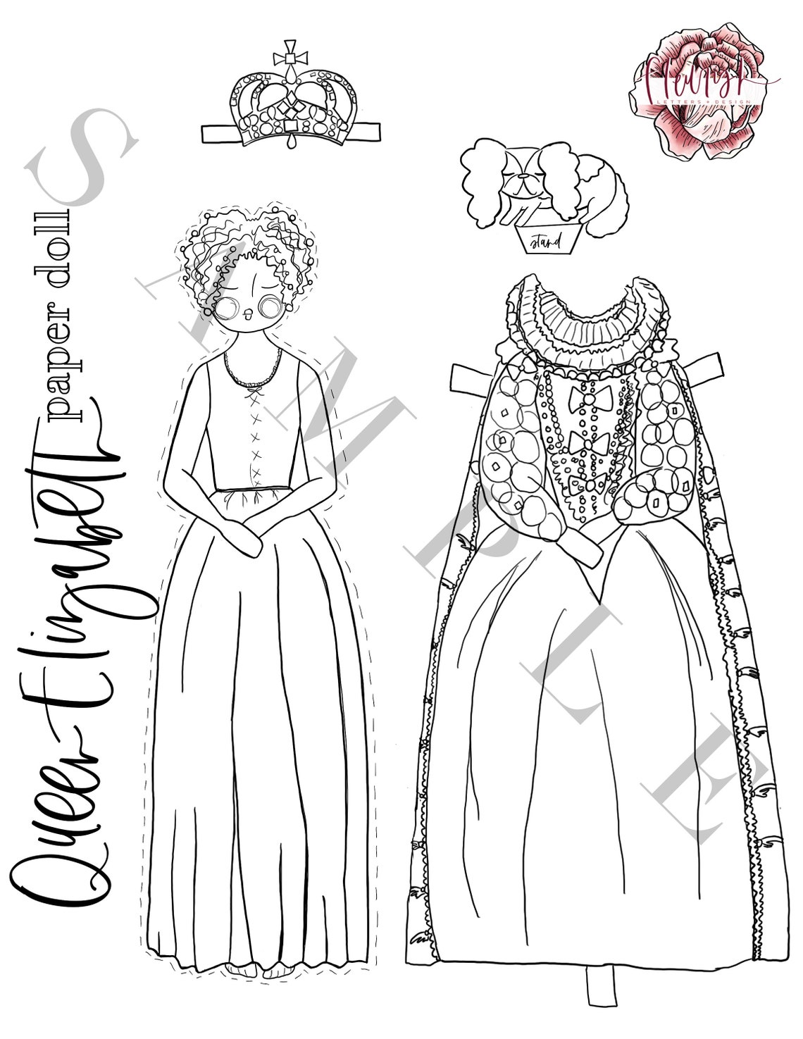 Queen Elizabeth I paper doll / DIY historical women paper Etsy