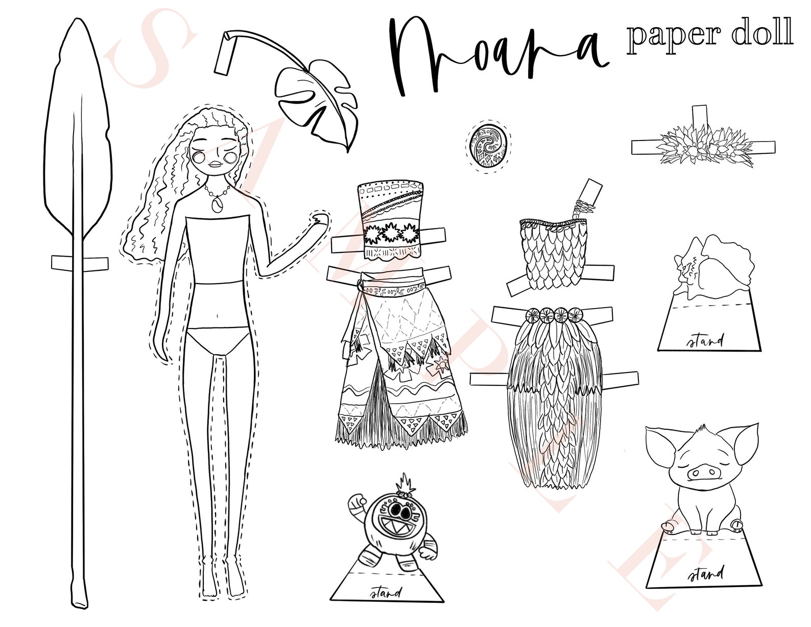 Moana Paper Doll - Etsy