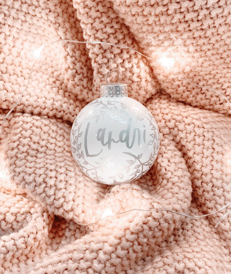 silver Personalized Ornament Custom Calligraphy Ornament Rose Gold Ornament rose gold floral ornament custom floral ornament