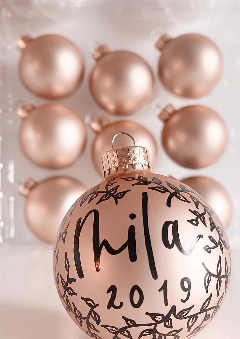 silver Personalized Ornament Custom Calligraphy Ornament Rose Gold Ornament rose gold floral ornament custom floral ornament