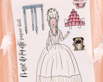 Marie Antoinette paper doll / DIY historical women paper dolls